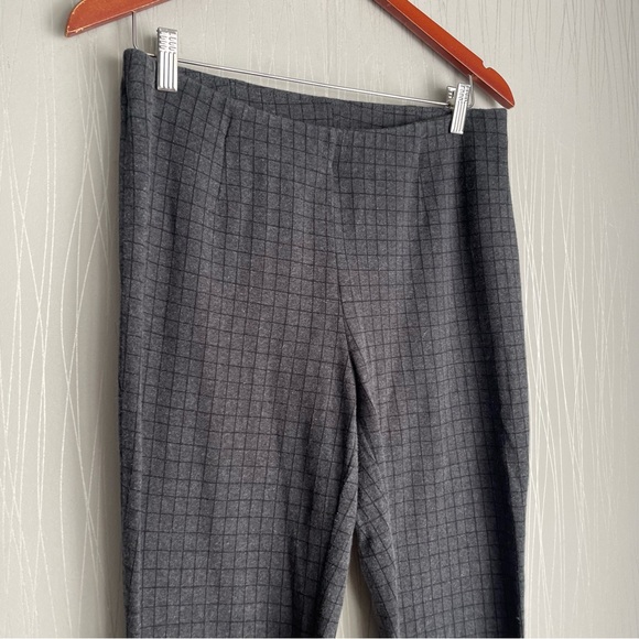 J. Jill Ponte Slim Leg Charcoal Grey Black Plaid Windowpane Pull On Pant Medium - Picture 7 of 10